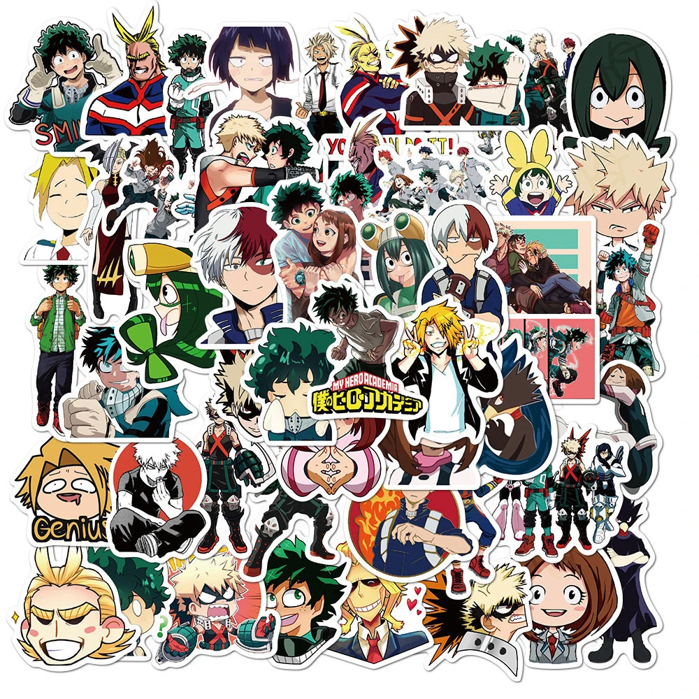 10/30/50/100 Uds. Pegatinas de Anime de My Hero Academia, Adhesivos de Dibujos Animados para Decoración de Botellas de Agua, Laptops, Teléfonos, Bicicletas, Juguetes, Regalos