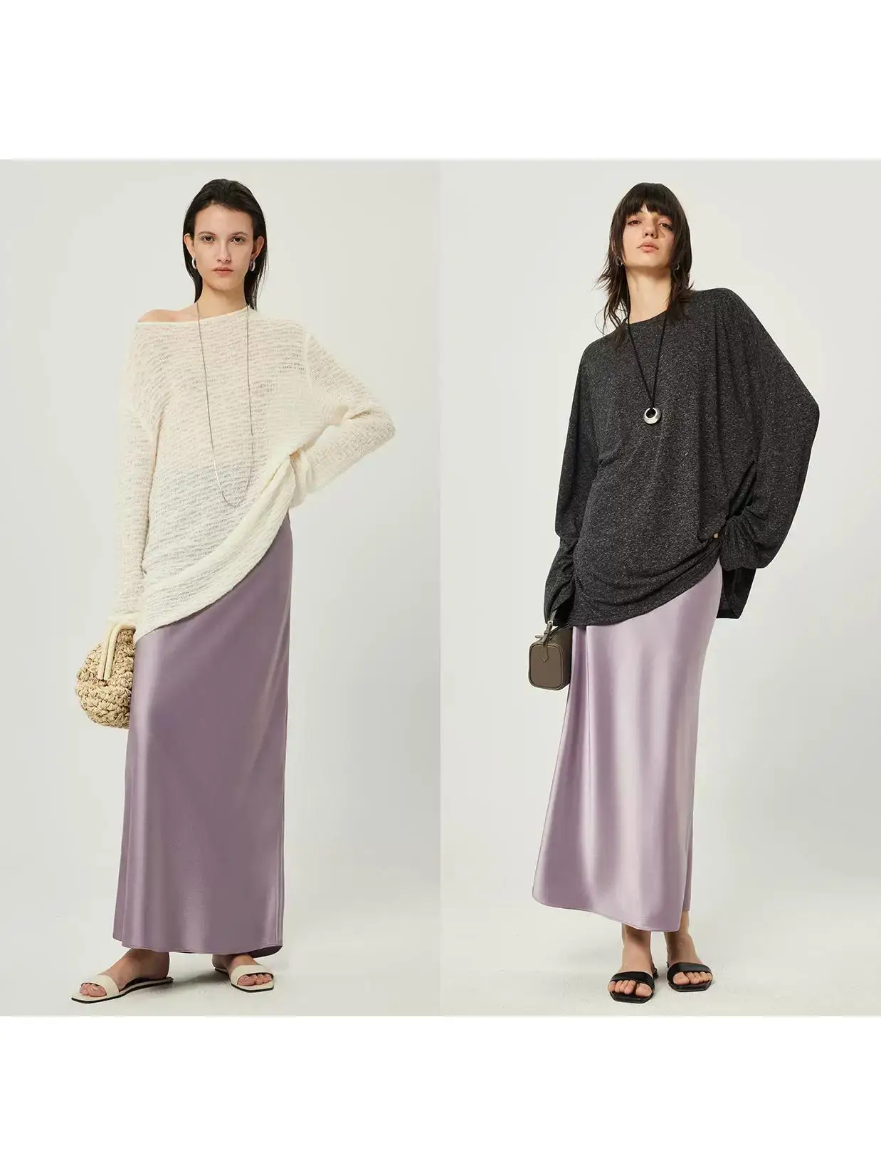 Autumn 2025 New Sle Women's ter Ne  Dr High Waist Fi Tail Gown Double Sided Satin Luminous Draped Side Cut