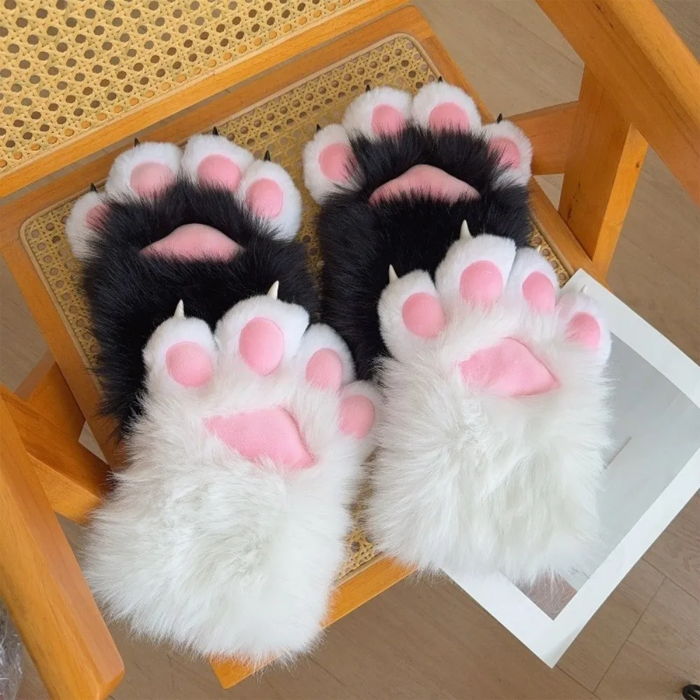 1 Stück Neue Plüsch-Cosplay-Katzenpfoten-Handschuhe Quietschende Flauschige Handschuhe Cartoon-Cosplay-Handschuhe Tierische Verdickte Katzenkrallen-Fäustlinge Geschenke