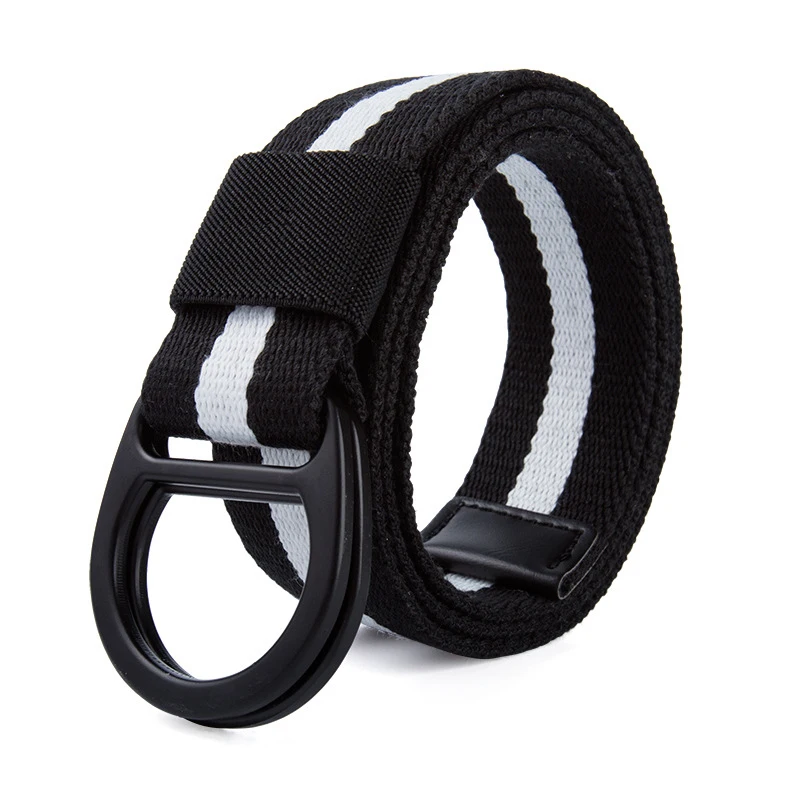 Canvas belt for teenagers, trendy men's belt with double ring buckle, student extended waist belt, women's Korean style fashion