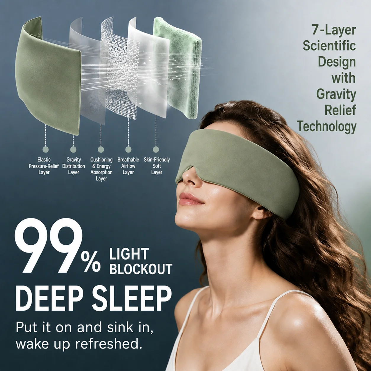 Gravity Ice Silk Sleep Mask High Light Blocking Full Coverage Double-sided Portable Sleep Eye Mask for Travel Home Naps