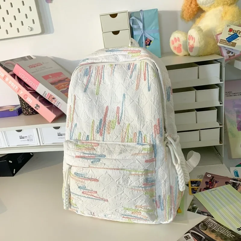 Sac à dos en nylon avec fermeture éclair pour femme, grande capacité, haute qualité, tendance de style polyvalent, cartable pour étudiants en plein air, nouveau, 2024