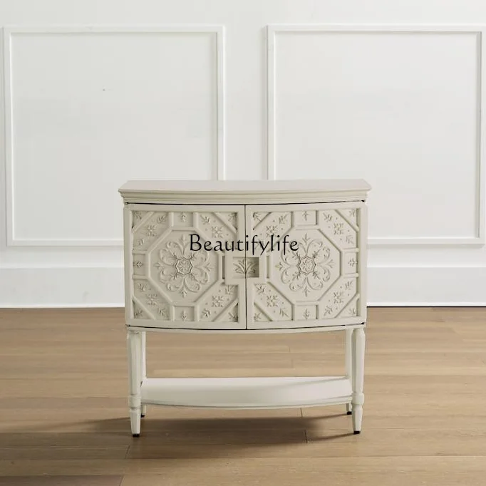 

American simple solid wood dining side cabinet French style decorative Nordic light luxury locker