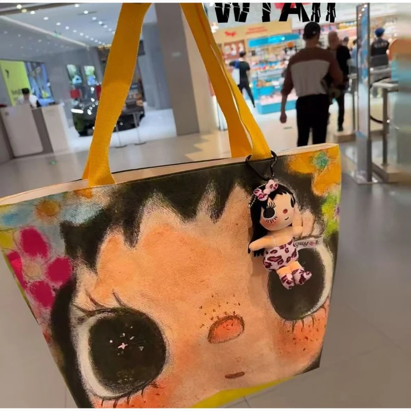 Star Eyes Cartoon Girl Print Umhängetasche, Damen-Einkaufstasche aus PVC mit großem Fassungsvermögen, leichte Einkaufstasche, Einkaufstasche für den Arbeitsweg – Detail 2