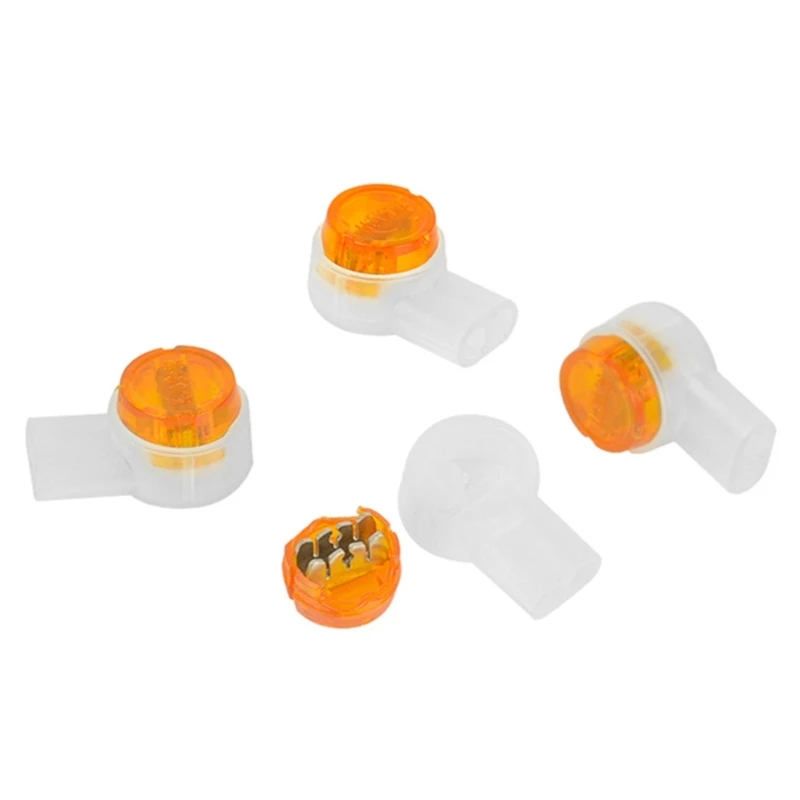 100PCS Waterproof Orange Clear Button Telephone Wire Connectors UY2 Butt Splice Connector K2 Network Cable Terminals