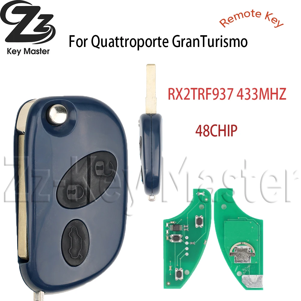 

Zz RX2TRF937 Remote Key Fob for Maserati GranTurismo Quattroporte 2005 2006 2007 2008 2009 2010 2011 433MHz ID48 Chip