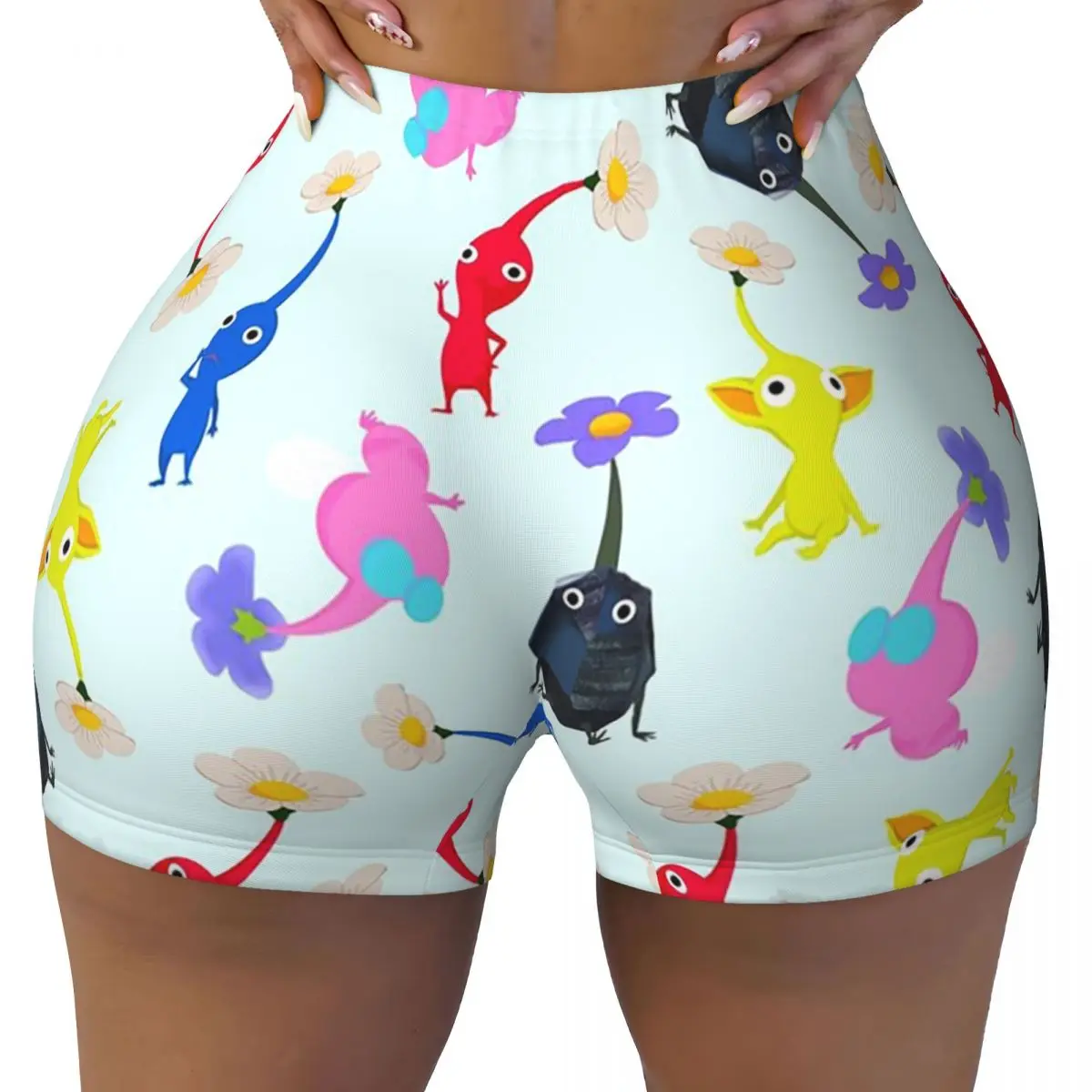 

Пользовательские шорты для йоги Pikmin, женские шорты для тренировок в тренажерном зале, спортивные шорты для волейбола и байкера