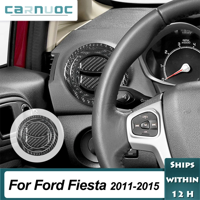 2pcs Air Conditioning Vent Cover Trim Carbon Fiber Stickers Car Interior Accessories For Ford Fiesta 2011 2012 2013 2014 2015