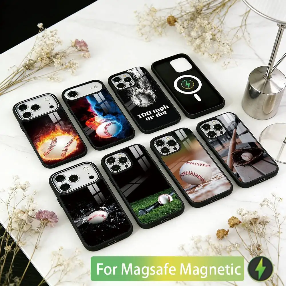 

Baseball Phone Case For iPhone17,16,15,14,13,12,11 Plus,Pro Magnetic with Magsafe Wireless Charging