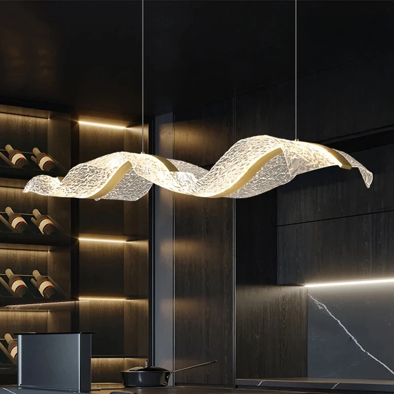 

Long Wave Nordic Creative LED Pendant Chandelier for Dining Room Restaurant Bar Home Decor Hanging Light Fixture