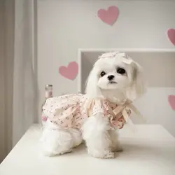 Falda de primavera con rosas para gatos y perros pequeños