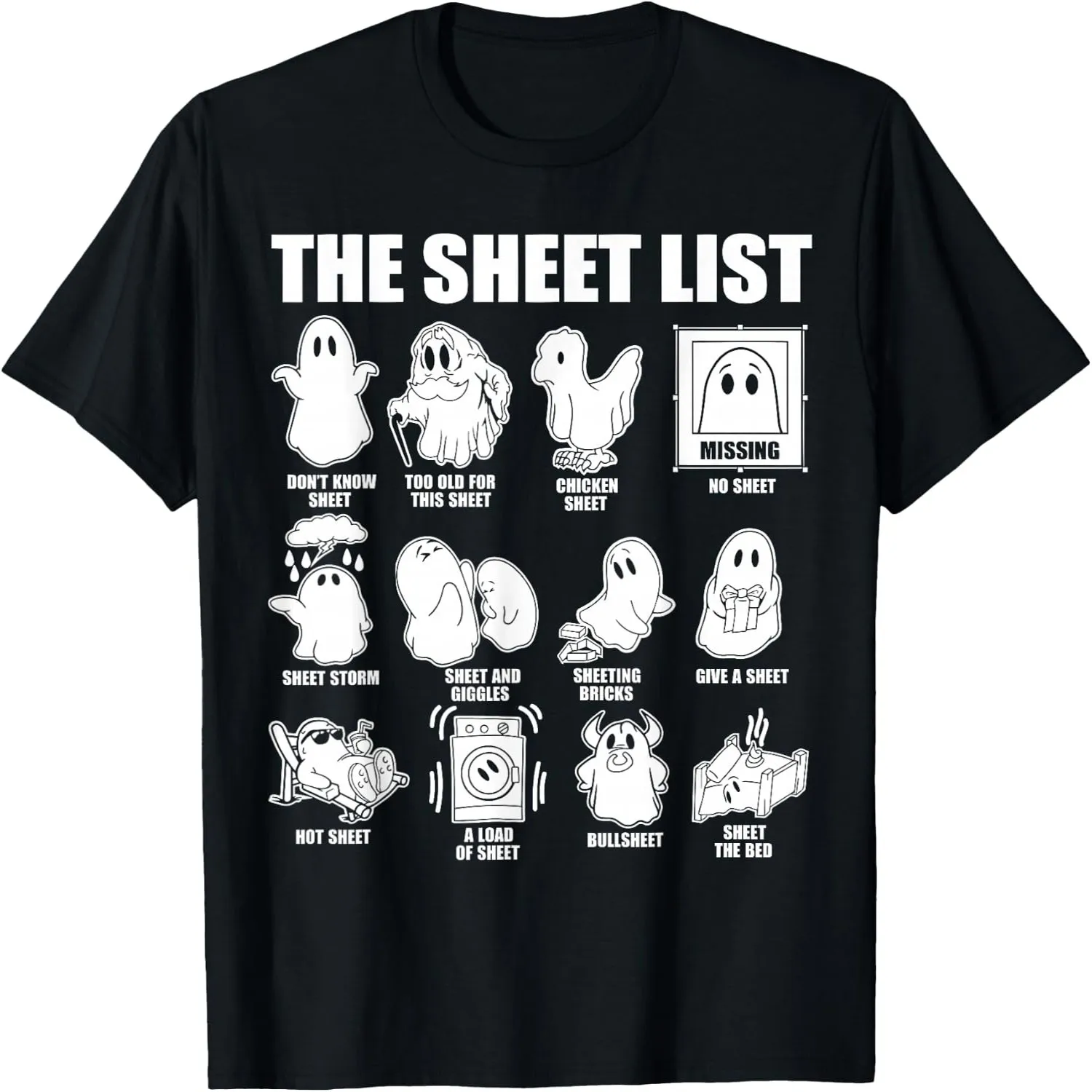 Halloween Funny Shirt Boo Sheet Halloween the Sheet List T-Shirt Short sleeve shirt, Retro tee