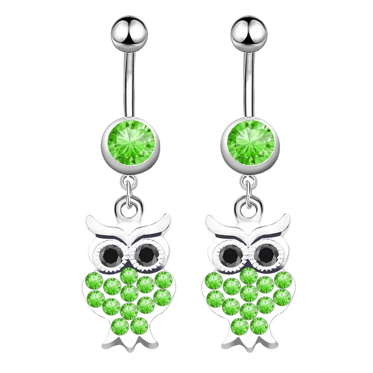 1 Pack Owl Animal Zircon Shape Belly Button Ring Stainless Steel Crystal Navel Ring Sexy Women Navel Ring Piercing Jewelry