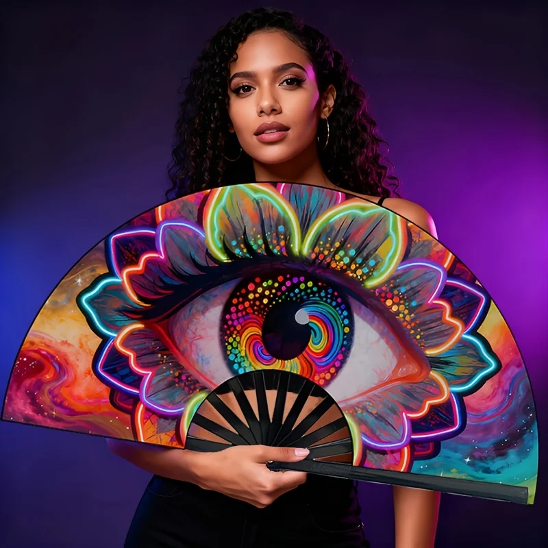 Women' Bohemian Foldable Magic Handheld Fan - Portable Suitable for Pride Festival, Stage Performances, Parties, Music Festivals, Compact Cooling Fan for Dance, Holiday Gifts, Fashionable Accessory for/ Outdoor Events