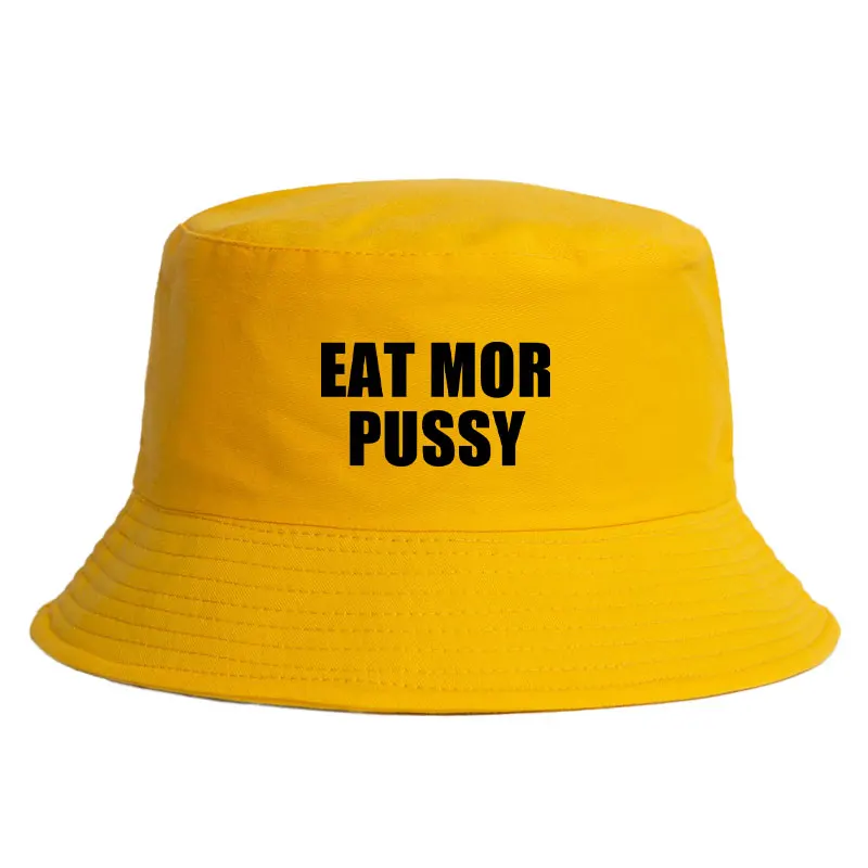 Eat Mor Pussy Reversible Bucket Hat Unisex Double-Sided Fashion Hat Man Outdoor Dialy Chapeau Bob Panama Hat Boy Fisherman Cap