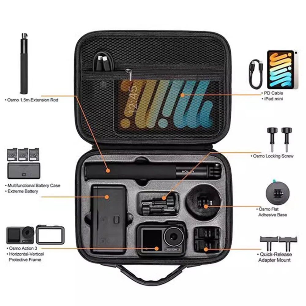 Hard EVA Storage Case for DJI OSMO Action 5 Pro/4/3 Sports Camera Protect Box Action 4 3 Camera Portable Travel Carrying Case