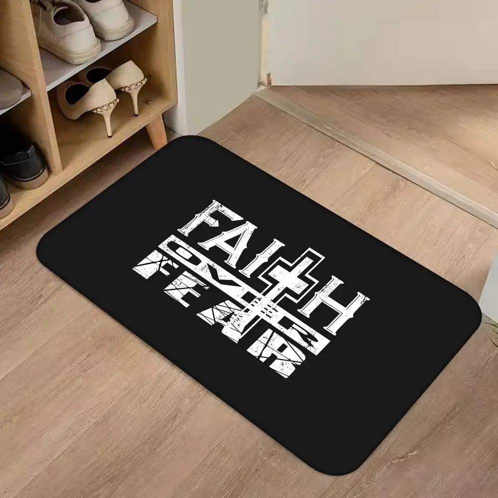 พรมเช็ดเท้าข้อพระคัมภีร์ ศิลปะศักดิ์สิทธิ์ ข้อความจากพระคัมภีร์  สำหรับคริสเตียน  ใช้ในบ้าน ห้องน้ำ  ดูดซับน้ำได้  กันลื่น  ของตกแต่งบ้าน
