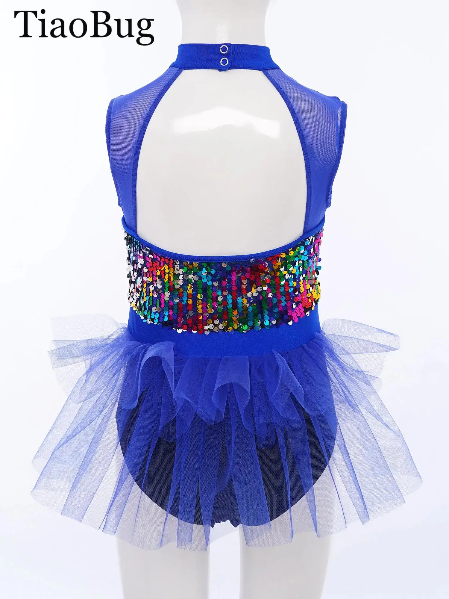 女の子バレエダンスレオタードラテンダンスドレスノースリーブカットアウトバックスパンコールタッセルフィギュアスケート体操チュチュスカートボディスーツ