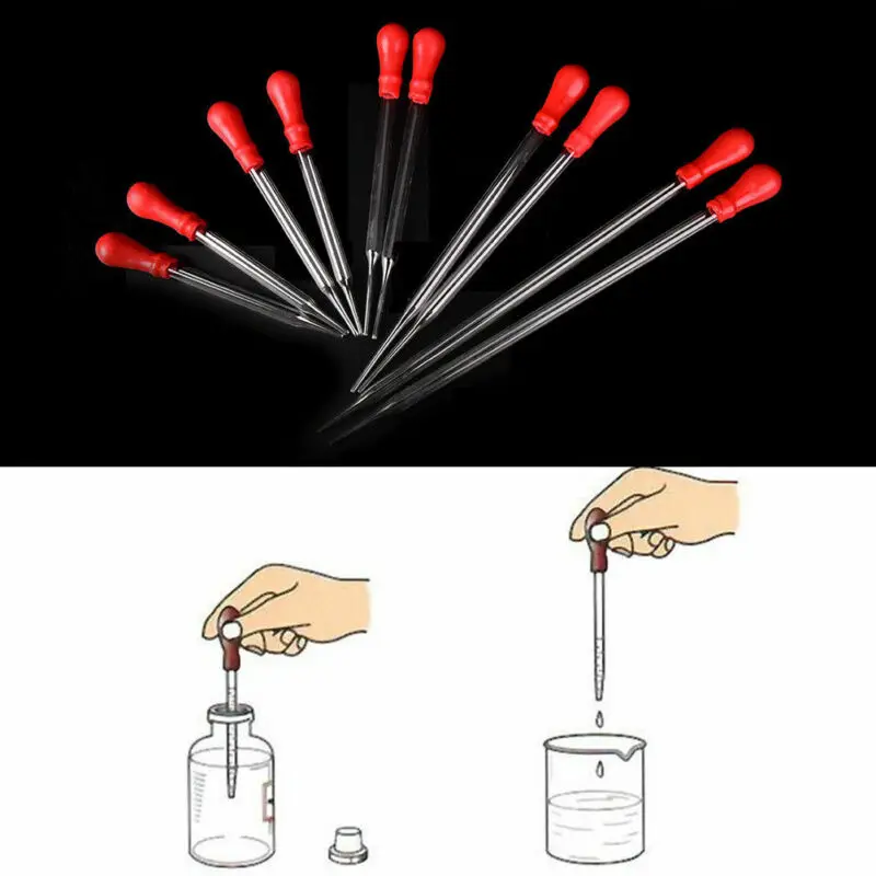 10 stücke Glas Pipette Pipette mit Rot Gummi Kappe Dropping Pipette Flüssigkeit Ätherisches Öl Transfer