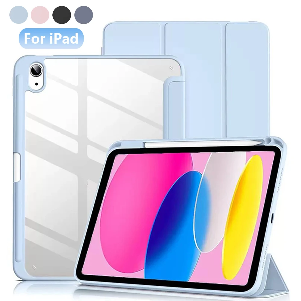 Schlanke, harte, transparente Tablet-Hülle aus Acryl, kompatibel mit iPad Pro/Air/Mini 8.7/9.7/10.2/10.5/10.9/11.0, stoßfeste Folio-Hülle