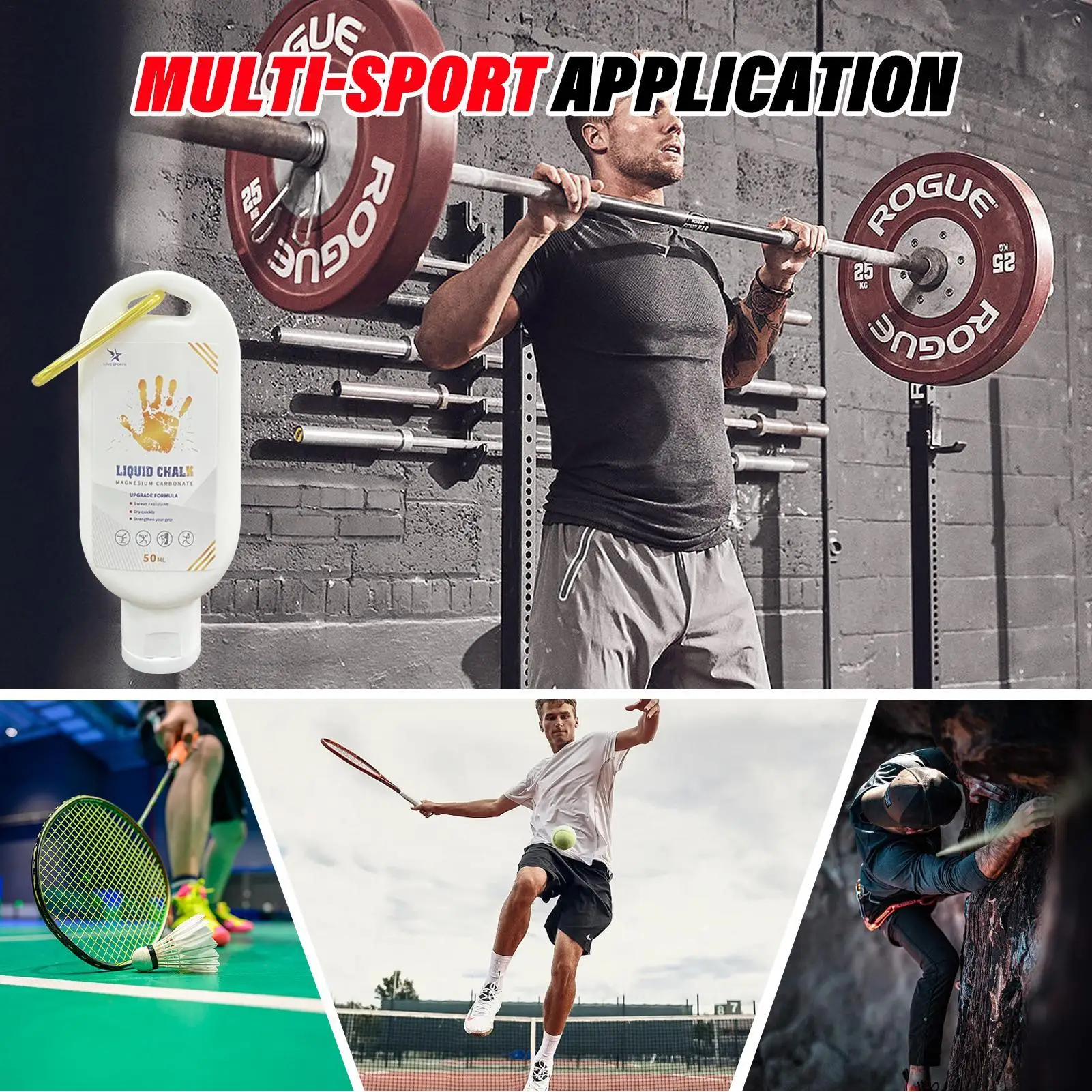 Sportliches flüssiges Magnesiumpulver, Fitness-Griffcreme, effektiv, rutschfest, schweißabsorbierend, für Klettern