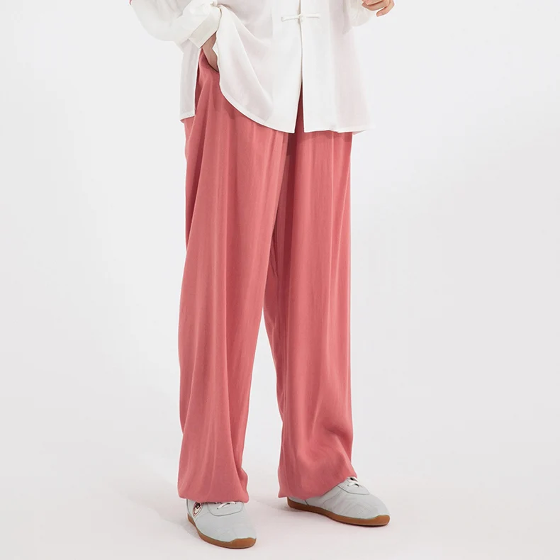 Lightweight Breathable Cotton Linen Tai Chi Pants for Men Women Spring Summer - Martial Arts Practice Elastic Waist Lantern Cuff