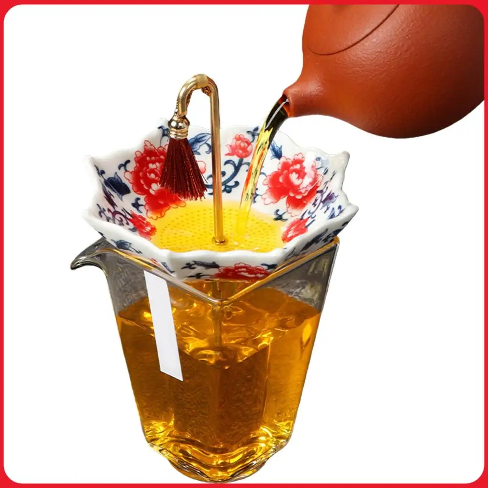 

Umbrella Tea Infuser with Matching Base Porcelain Fine-Pore Tea Filter Traditional Oriental Kung Fu for Brewing
