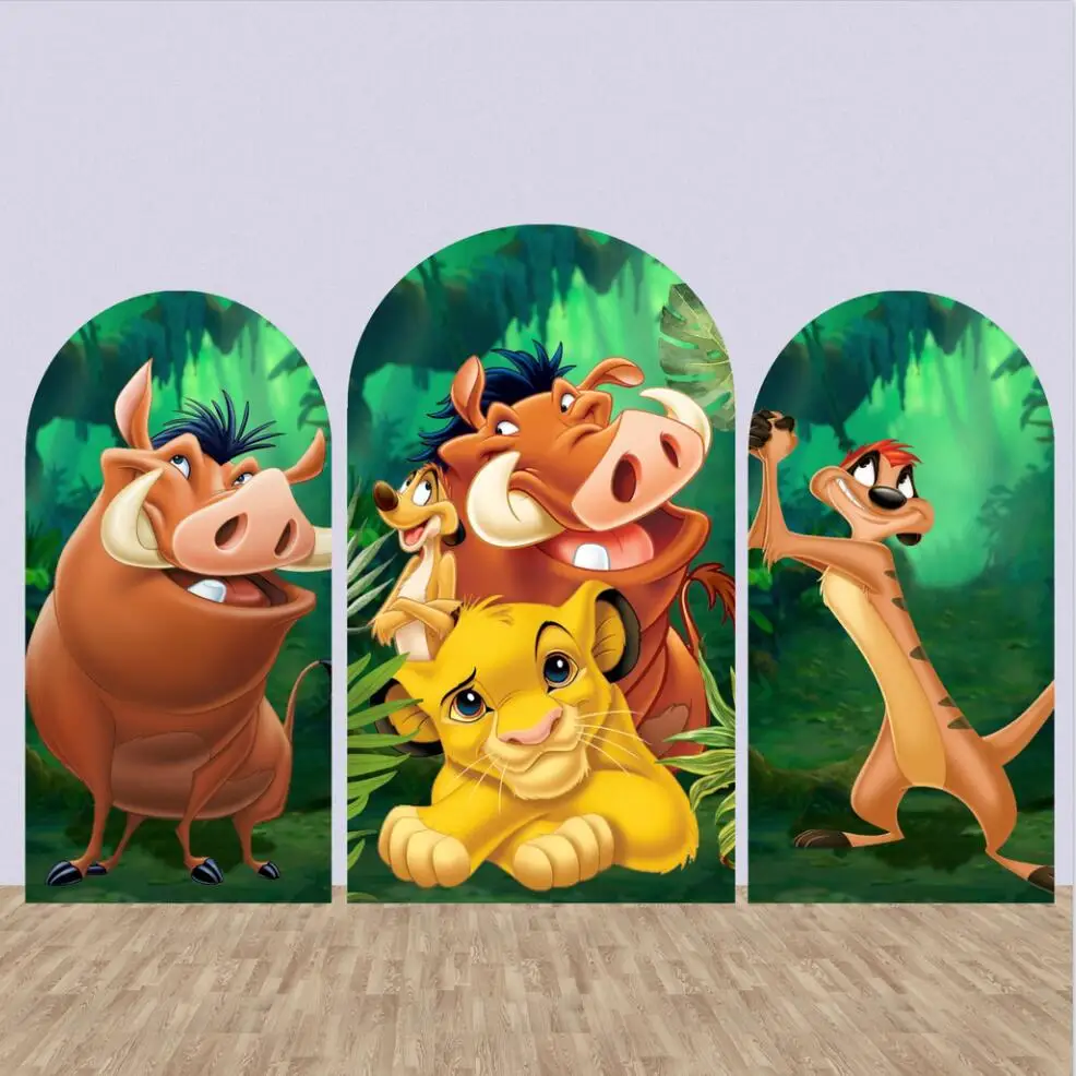 Green Forest Lion King Theme Chiara Arch Backdrop Covers Boys Wild One Safari Jungle Birthday Party Arched Wall Background