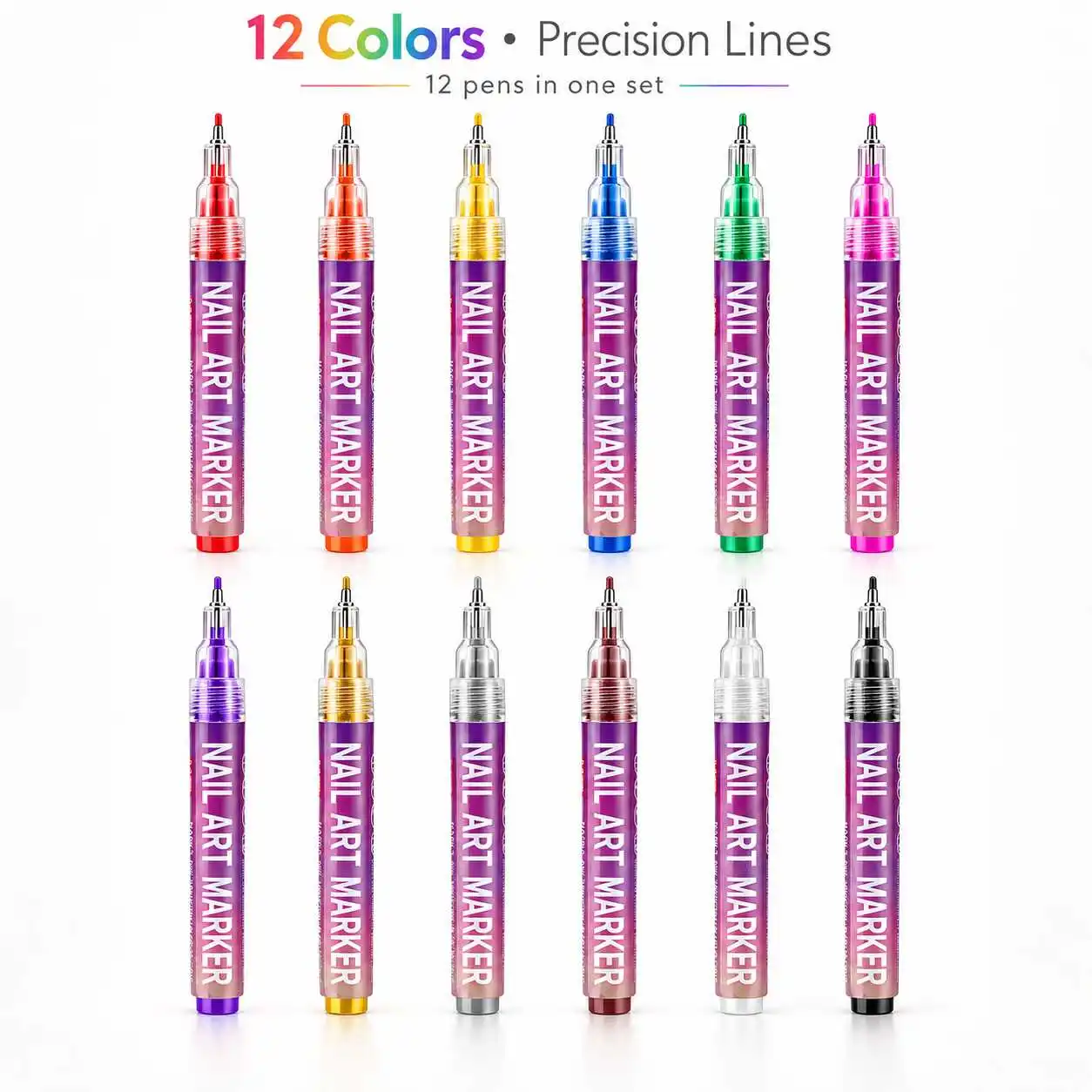 12pcs 0.5mm Fine Line Water Based Marker Pens Set for Illustration Journals Doodles and Decorative Art