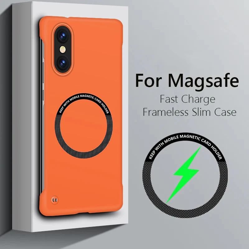 Ultra Thin Frameless Magnetic For Magsafe Slim Phone Case For IPhone XS Max XR Case Wireless Charging Hard Back Cover Cases