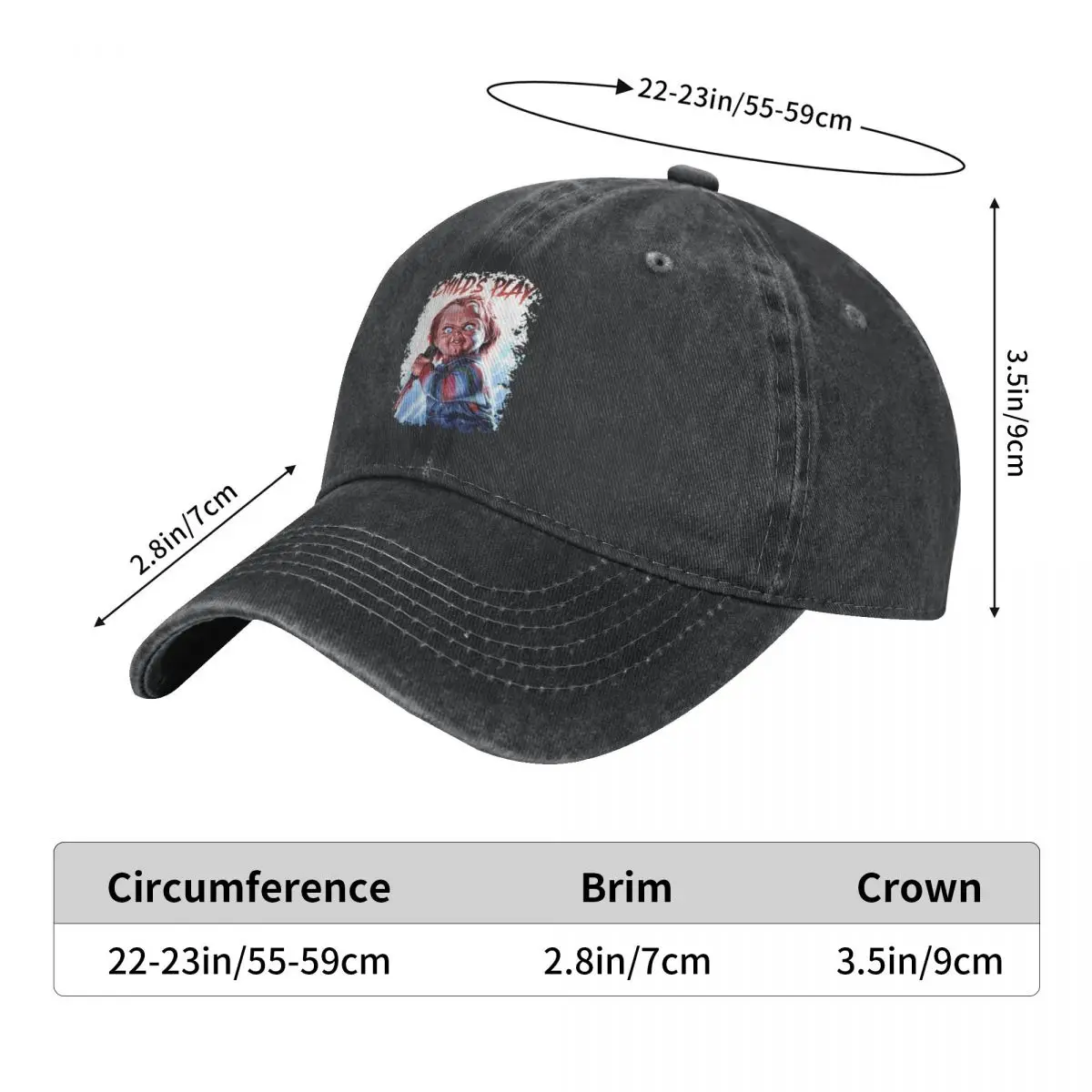 Washed Men's Baseball Cap Cinema Trucker Snapback Caps Dad Hat Child's Play Chucky Horror Film Golf Hats