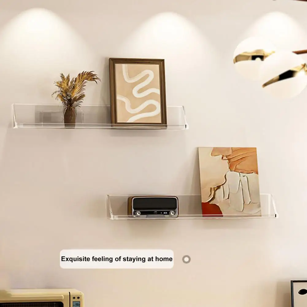 Bathroom Wall Shelf Transparent Floating Wall Shelf Self-adhesive Bookshelf Organizer Thick Display Stand for Bathroom Room