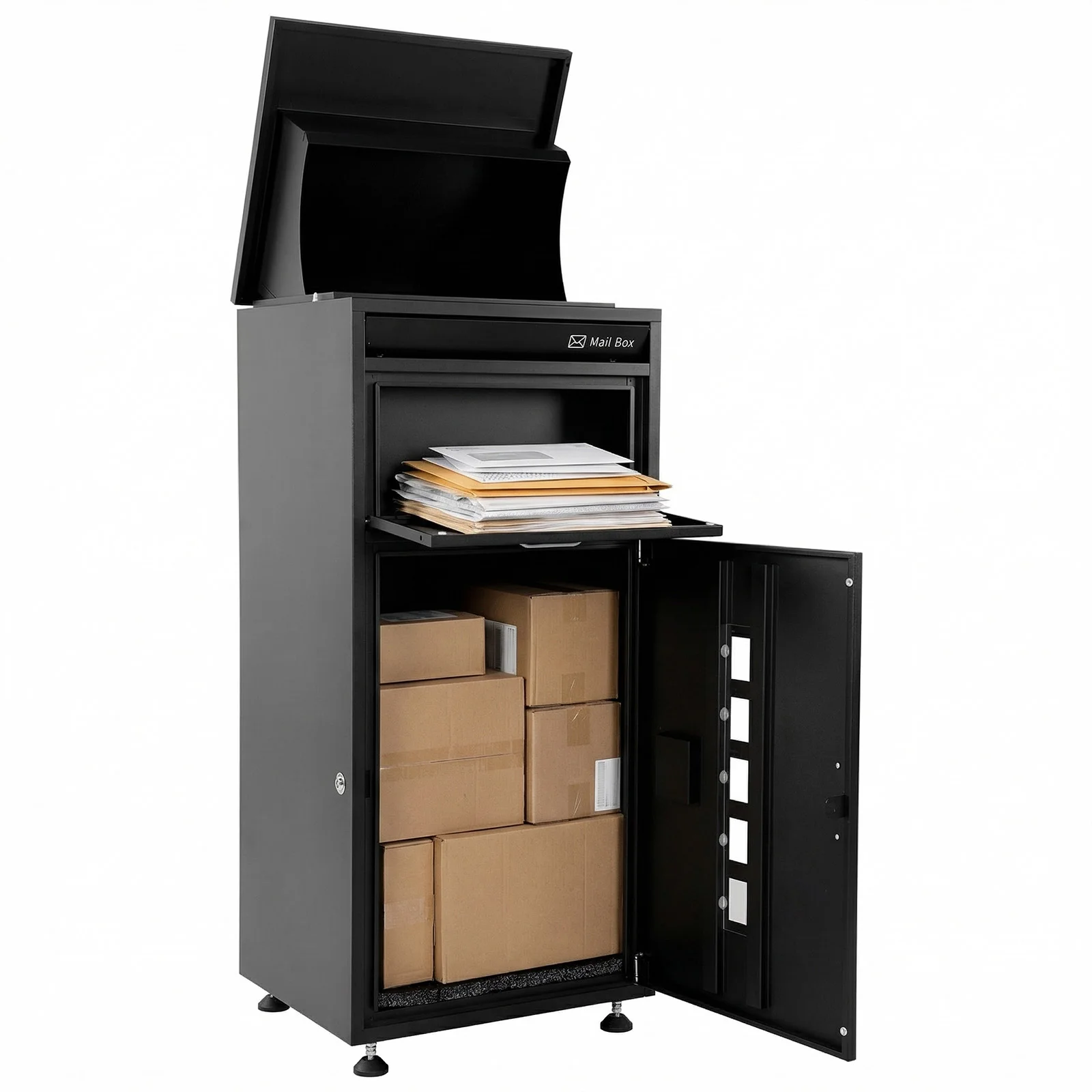 42In Parcels Delivery Box with Lock Secure Storage Drop Box W/Anti-Theft Mail Slot & Baffle for Garden Patio Home Porch Curbside