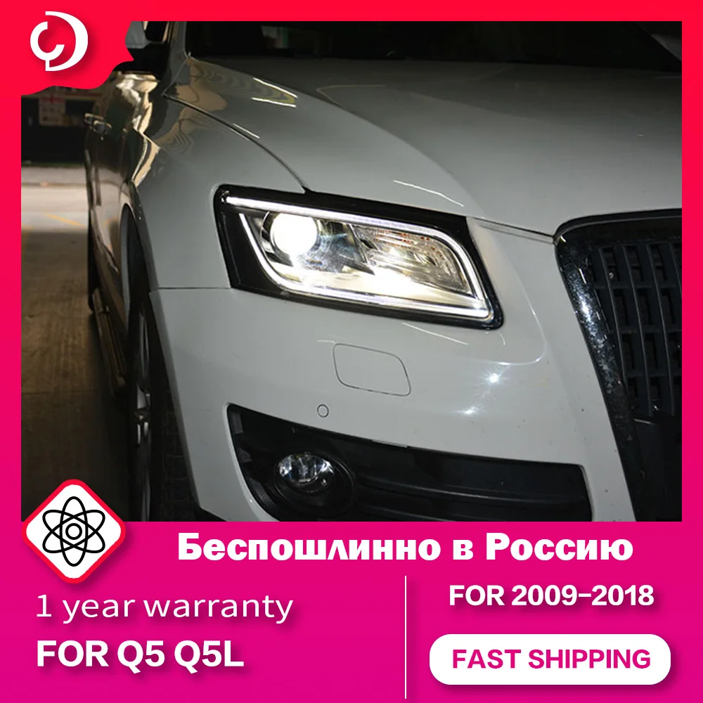 AKD Headlights for Q5 Q5L 2009-2018 LED DRL Foco Head Lamp Turn Signal Angel Eyes Led Projector Bifocal Lens Accessories Fitting