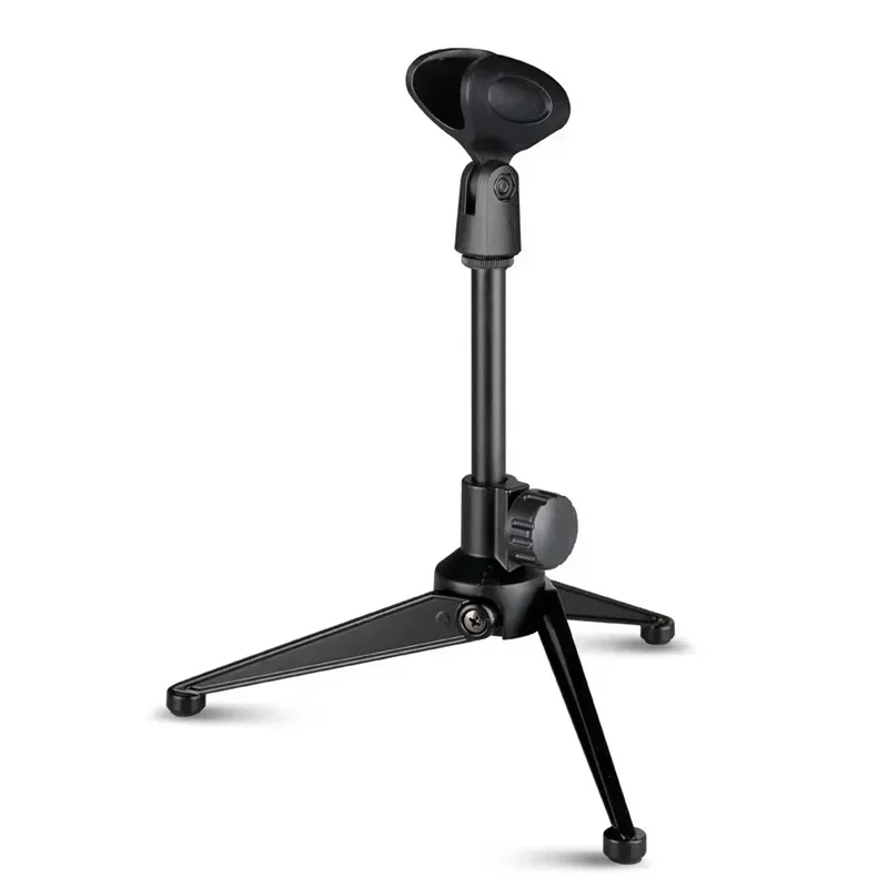 Universal Microphone Stand Desktop Tripod Mini Portable Table Stand Adjustable Mic Clip Holder Bracket Lightweight Bracket