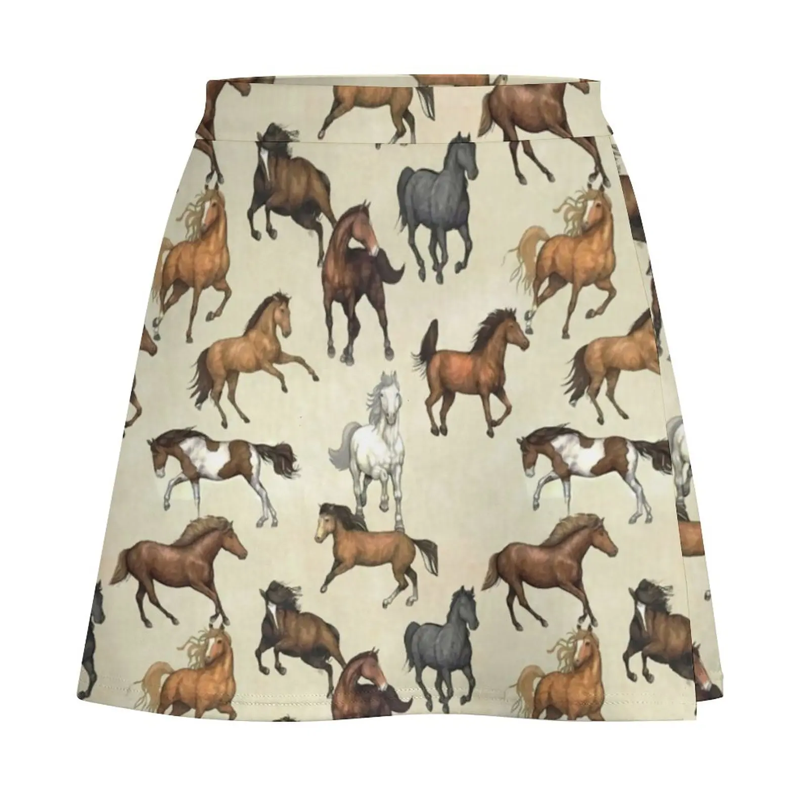 Sunset Horse Skirt Ladies Cool Animal Print Elegant Mini Skirts High-waisted Trendy Korean Fashion Casual Skirt Big Size 3XL 4XL