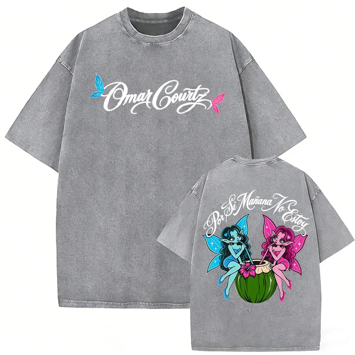 Vintage Washed Omar Courtz Por Si Manana No Estoy Tour T-Shirts Herren Damen Mode Ästhetisches T-Shirt Streetwear Oversized T-Shirt – Detail 7