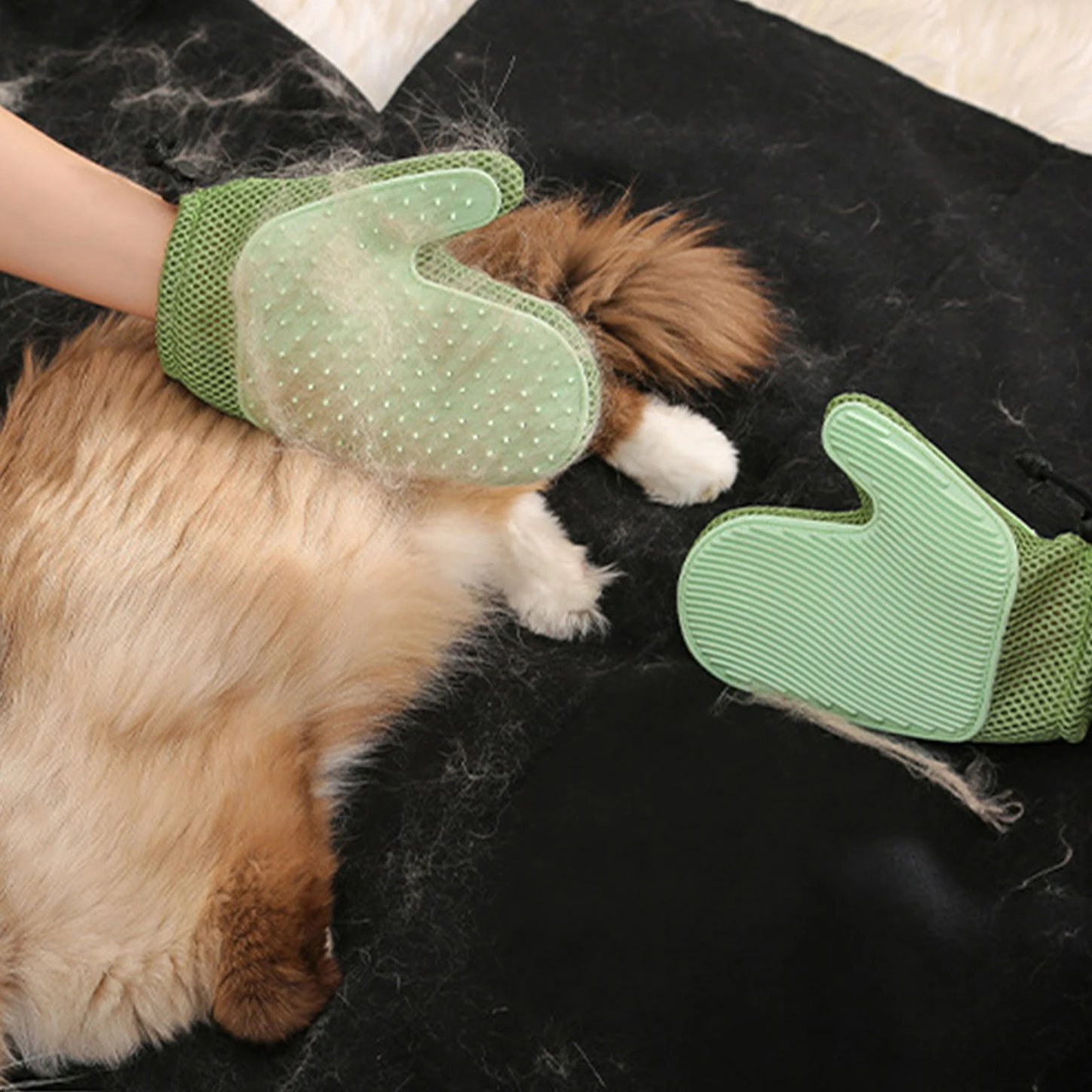 MADDEN 2 in 1 Pet Glove Pet Fur Remover Gloves Cat Grooming Glove Brush for Shedding Massage Efficient Pet Hair Remover Mitt