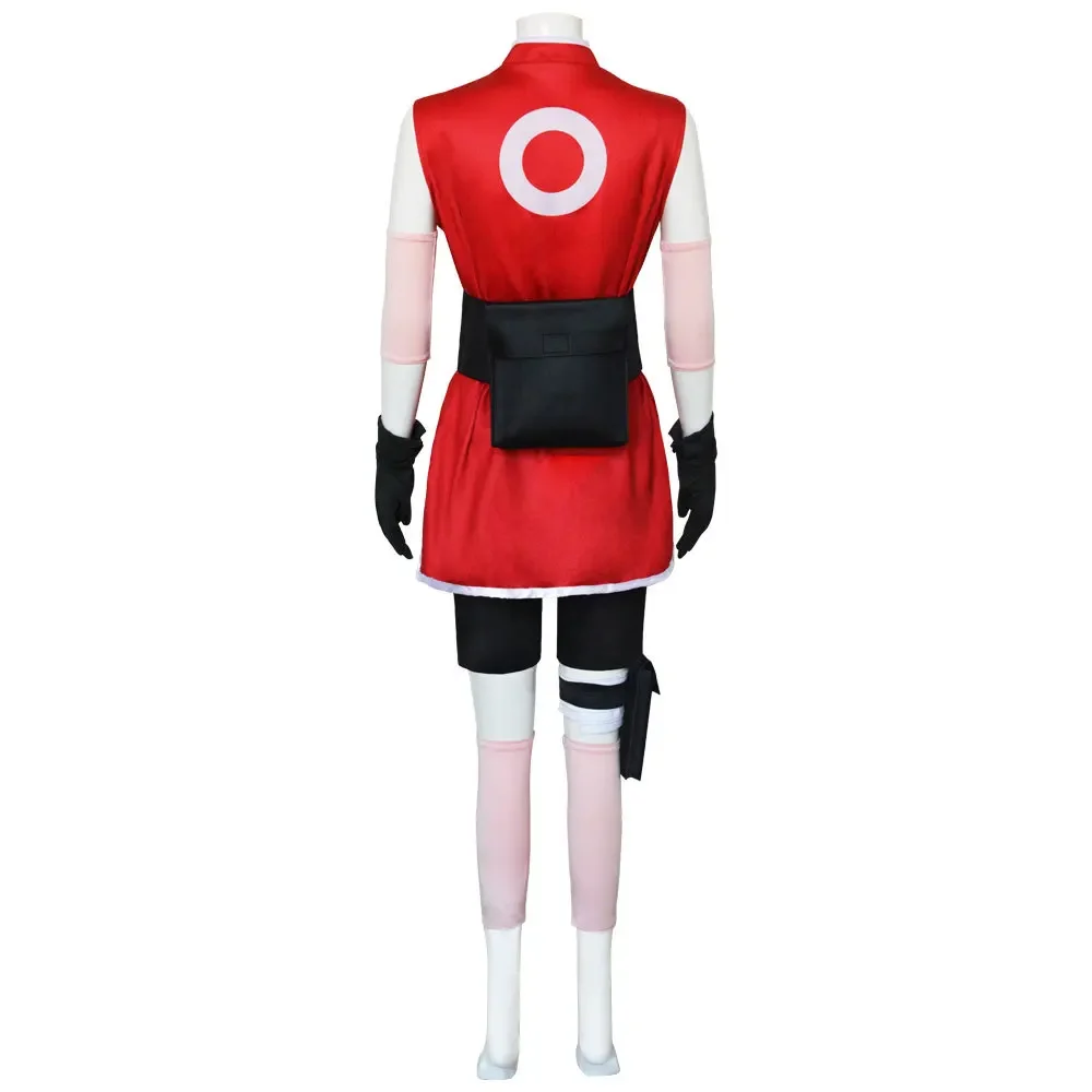 Haruno Sakura Cosplay Set completo di abbigliamento vestito parrucca femminile Ninja Haruno Costume costumi di Halloween per le donne Anime Haruno Sakura