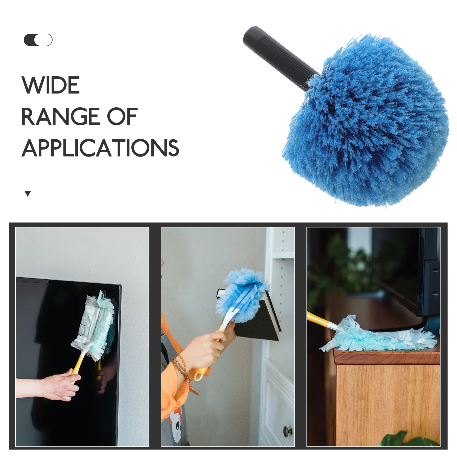 فرشاة تنظيف السقف برأس منفضة من نسيج العنكبوت المستديرة، تصميم كروي من الصعب الوصول إلى زوايا نافذة مروحة مزراب بمقبض طويل #5