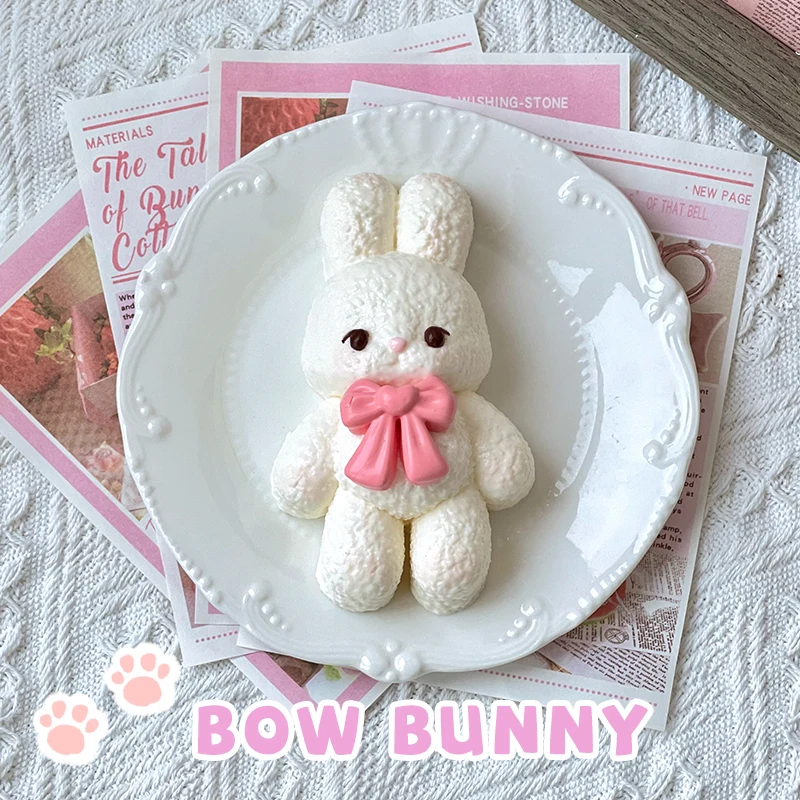 Bow Bunny Food-grade Silicone Taba Squishy, Office Stress Relief Creamy Soft Handmade Squeeze Toy, Christmas Easter Gift