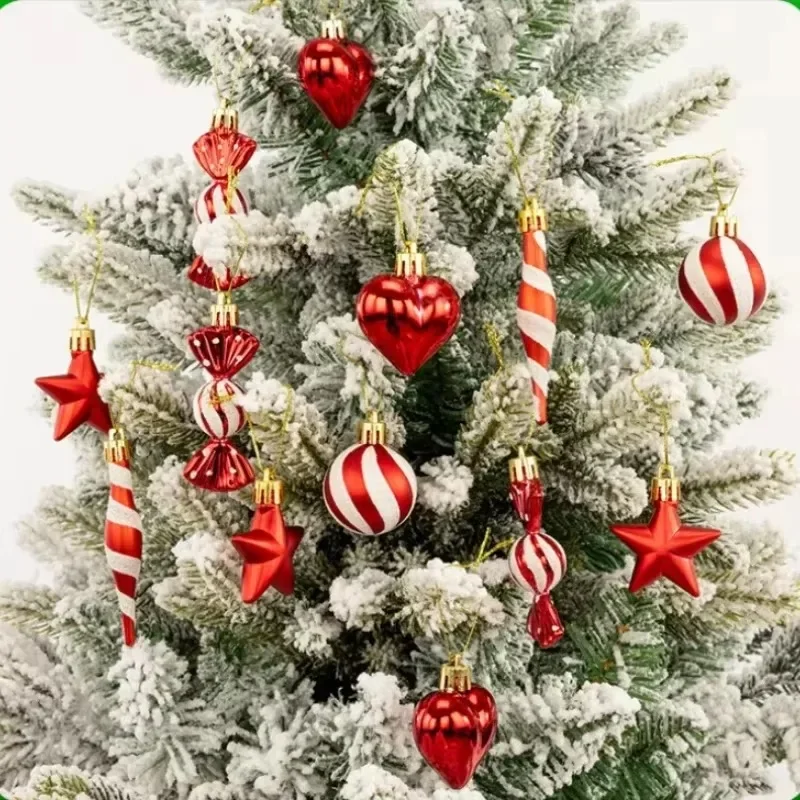 

13pcs/box Christmas Ball Xmas Tree Rose Gold Candy Hanging Pendant Christmas Cane Candy Lollipop Pinecone Decoration