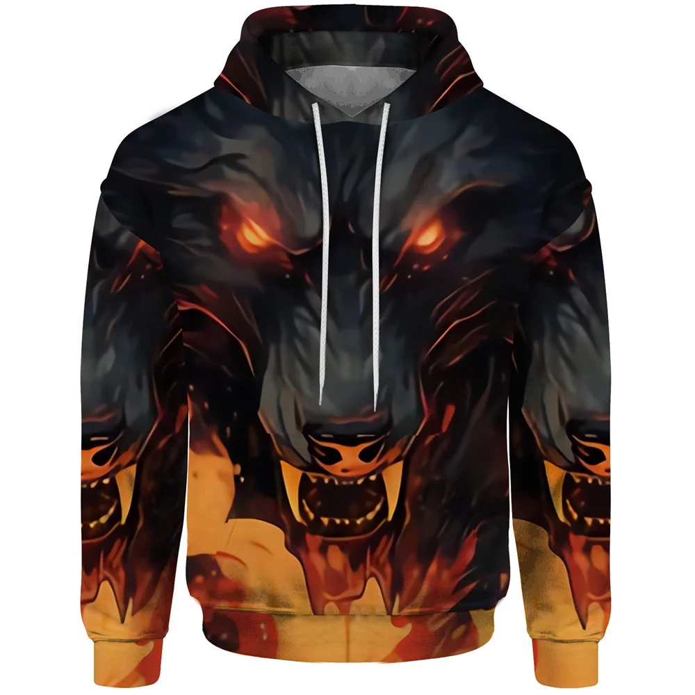 

Wolf Sweatshirts for Men Cool Fugees 2024 New Style Dark Wind New in Hoodies & Sweatshirts 3D Printing Comfortable and Trendy