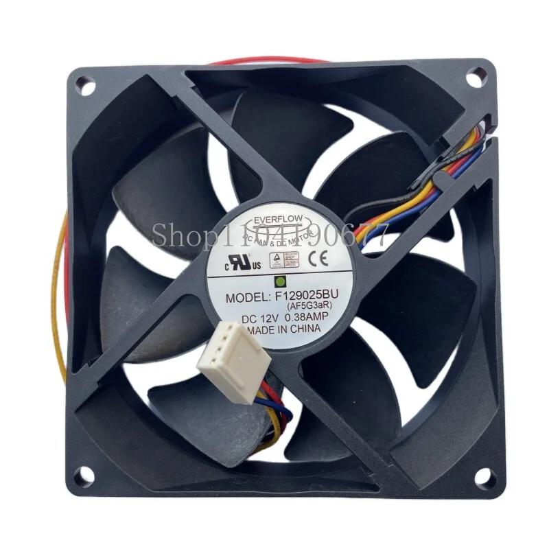 Cooling Fan F129025BU 9025 DC12V 0.38A Four Pins Square Cooling Fan for EVERFLOW