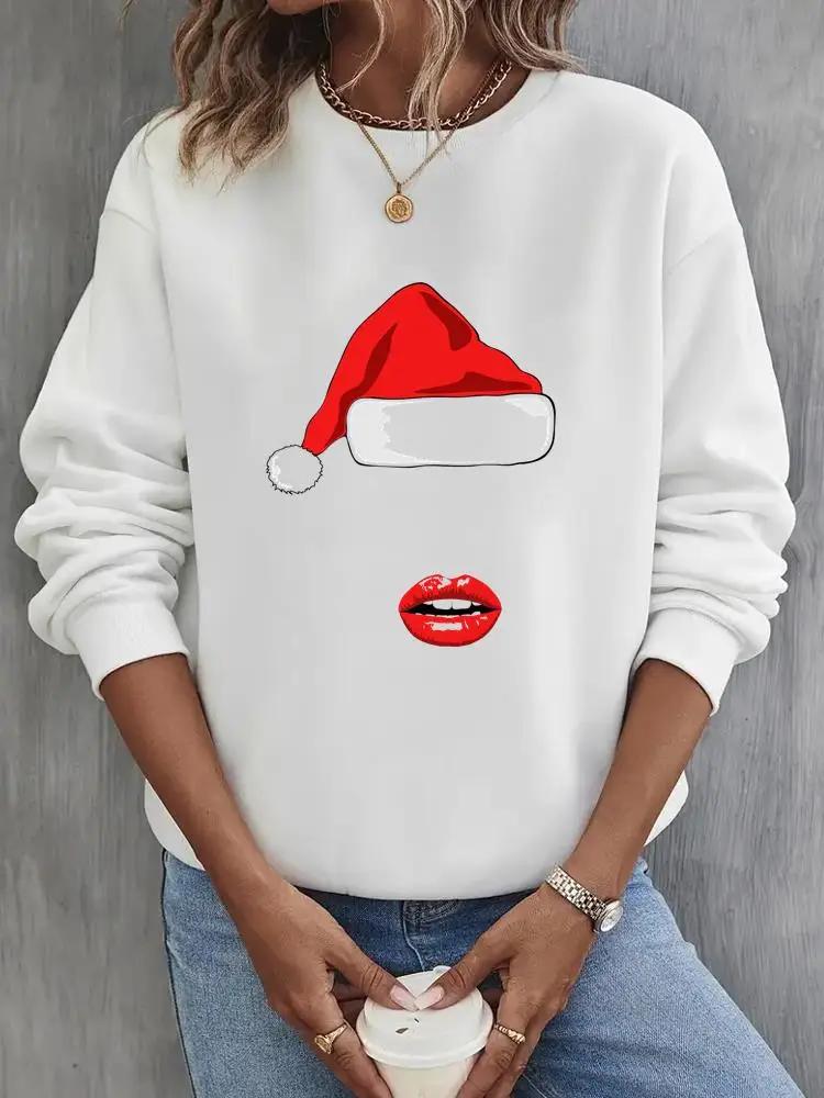 

Cartoon Style Cute Trend 90s Pullovers Holiday New Year Christmas Graphic Sweatshirts Fashion Casual Print Female Women Clothing