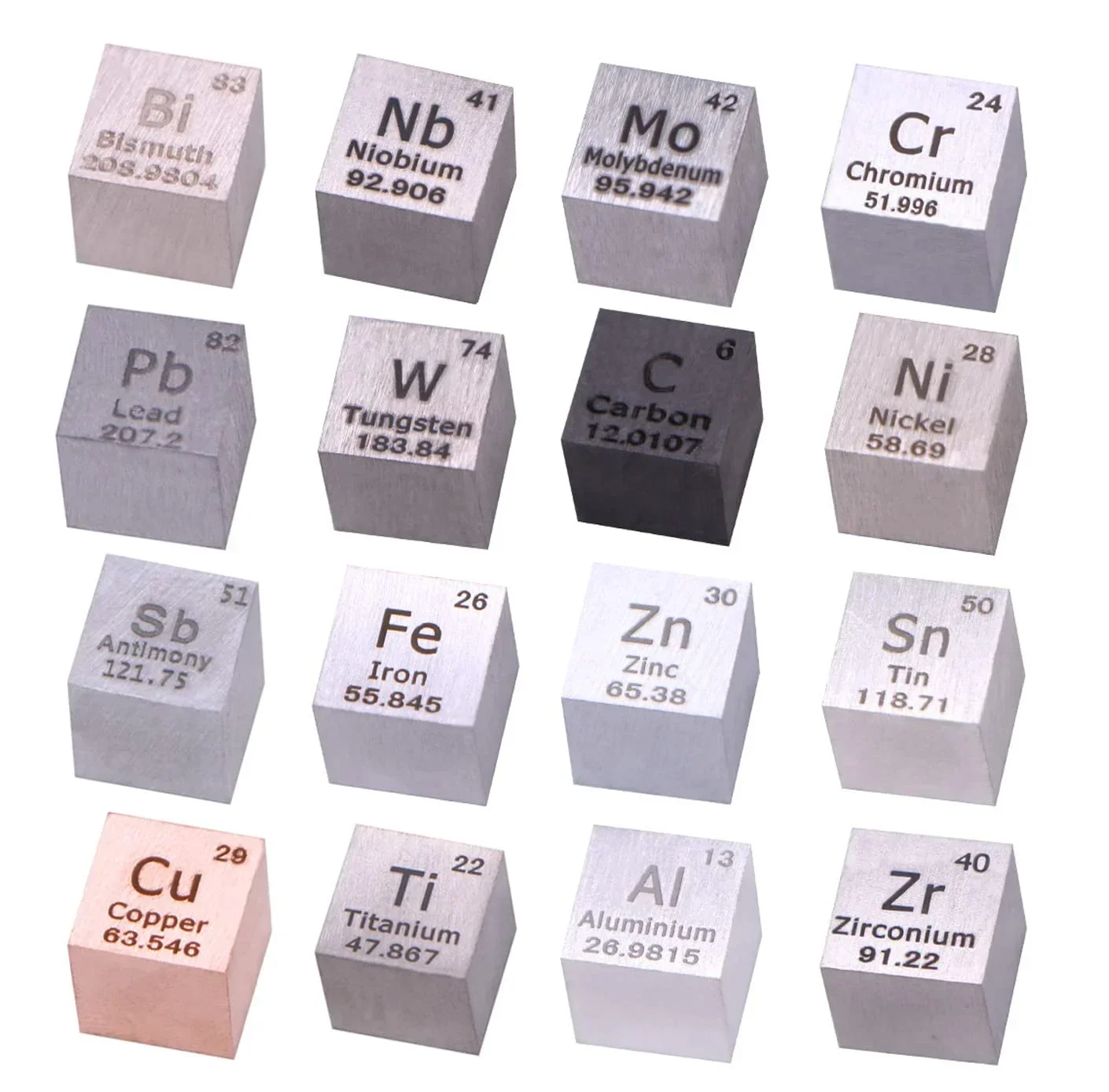 

16 Pieces Metal Element Cubes Set Density Cube Set Periodic Table of Elements Co