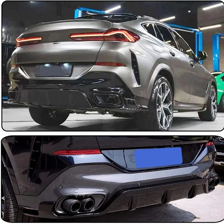 3PCS  2019 To 2024 For BMW X6 G06 30d 40d 40i M50i M50d M Sport Rear Diffuser Bumper Lip Splitter Canards Glossy Black Body Kit