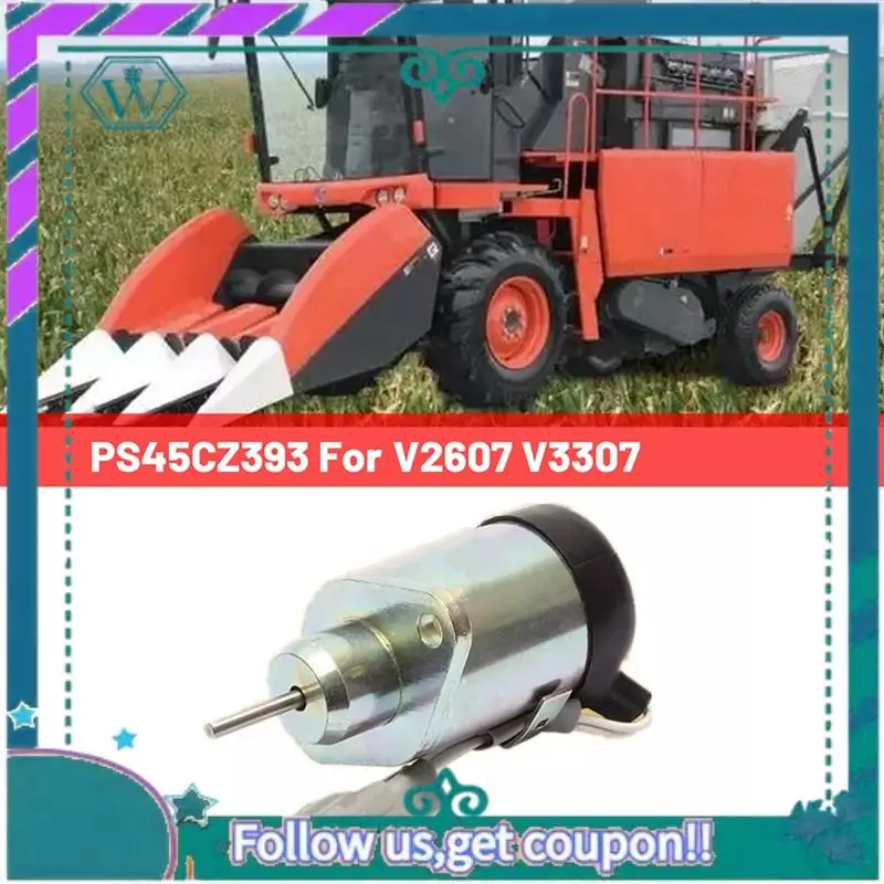 

AA92-Fuel Stop Solenoid Shutdown Valve 1E369-60011 PS45CZ393 For Kubota V2607 V3307 Linde 1219 VOLVO55/80D Engine 1E36960011
