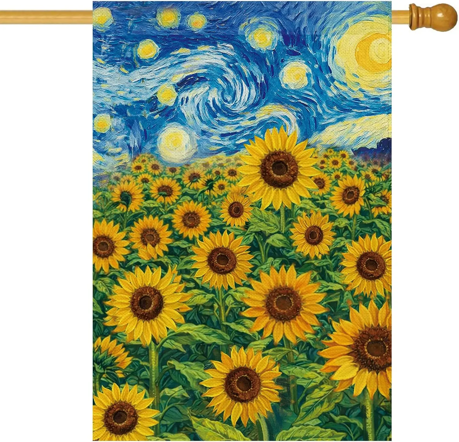 Baccessor Spring Summer Sunflowers Garden Flag 28x40 Inch Double Sided Burlap,Starry Night Flower Large Flag Seasonal Farmho PPM