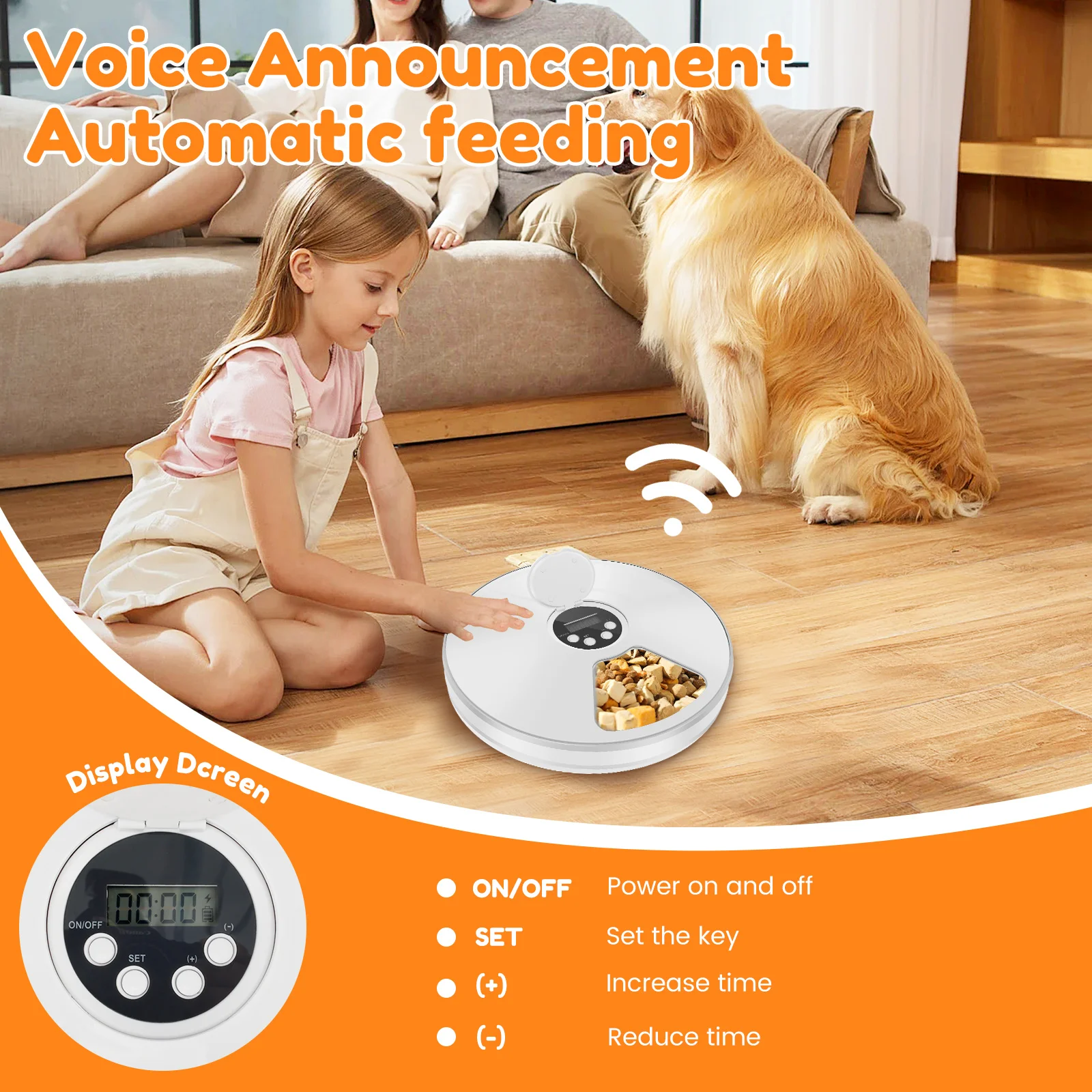 Automatic Pet Feeder 6-Grids 24 Hour Timing Wet/Dry Snacks Feeding Device Battery Powered For Cats Dogs Foods Dispenser NEW